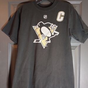 Pittsburgh Penguins NHL Sydney Crosby 100% Cotton Reebok Hockey Tee Shirt Medium